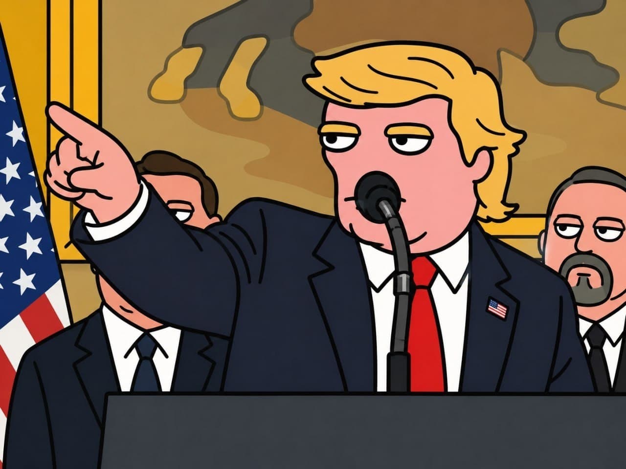 Trump podium pointing