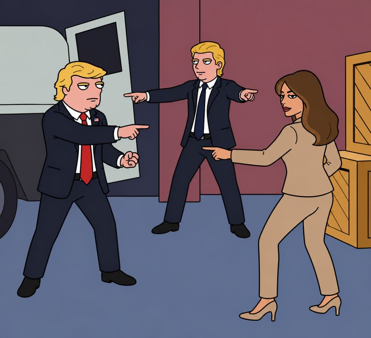 Trump trio pointing
