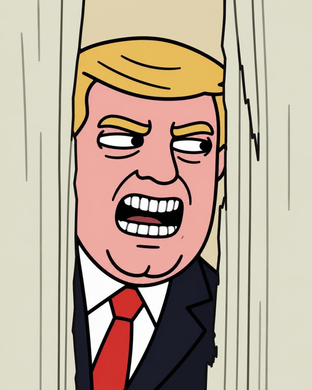 Trump bursting through door scream